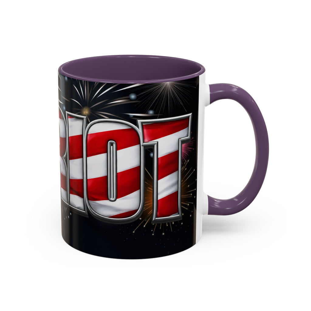 Patriotic "AMERICA" Accent Coffee Mug — American Flag Fireworks 11/15oz