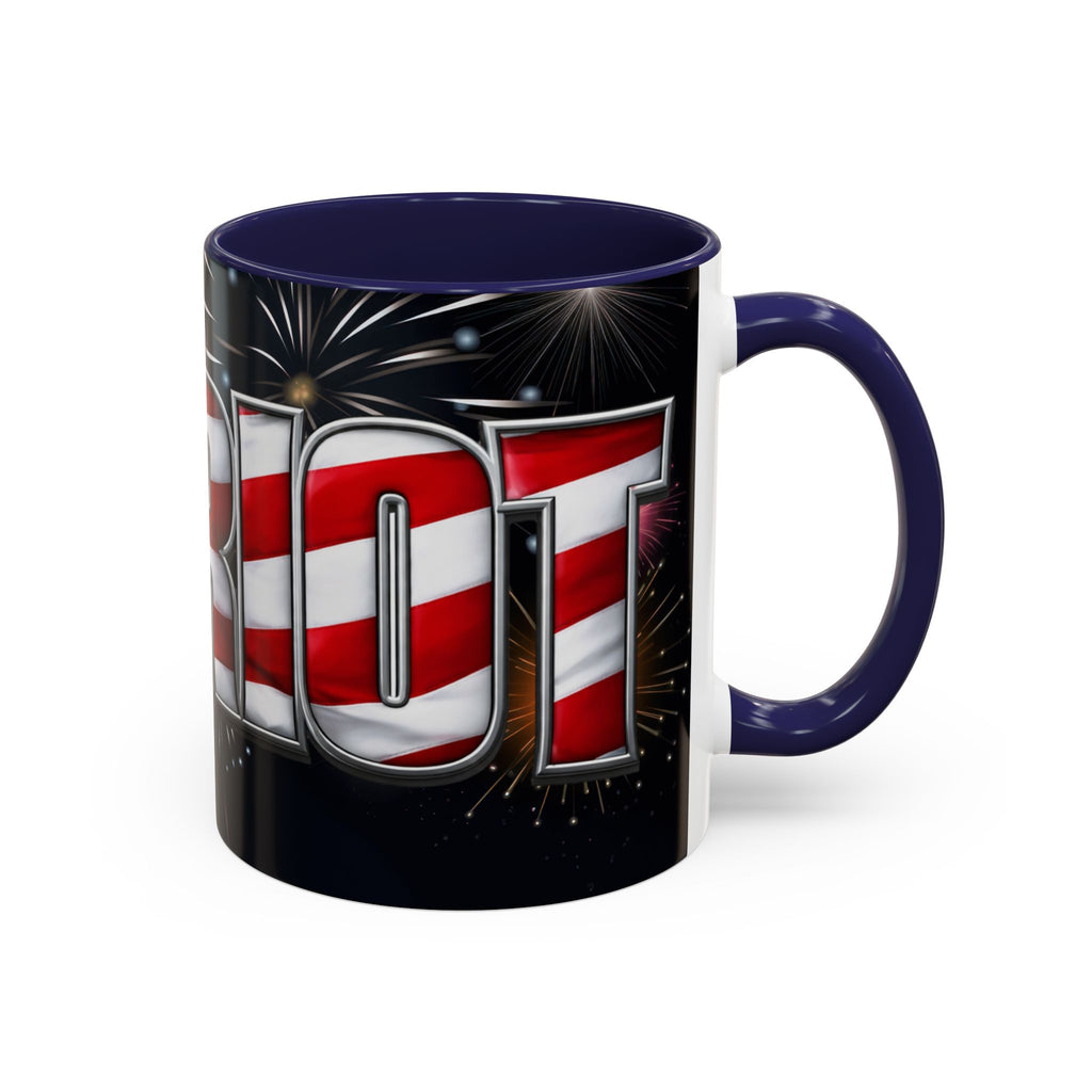 Patriotic "AMERICA" Accent Coffee Mug — American Flag Fireworks 11/15oz