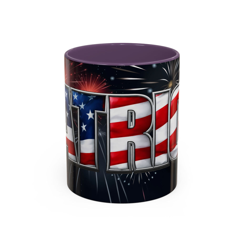 Patriotic "AMERICA" Accent Coffee Mug — American Flag Fireworks 11/15oz