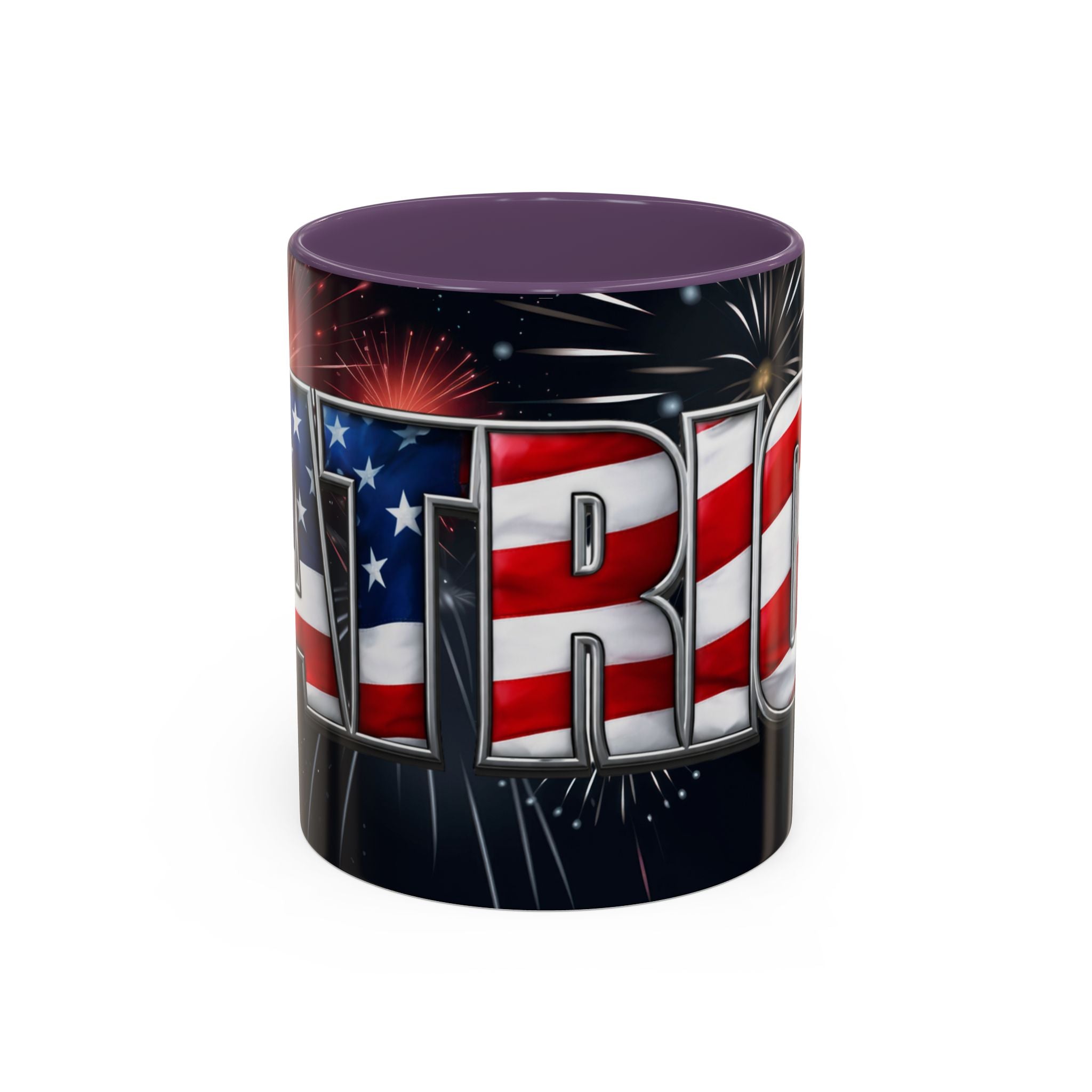 Patriotic "AMERICA" Accent Coffee Mug — American Flag Fireworks 11/15oz