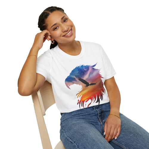 Eagle Silhouette Sunset T-Shirt | Eagle Head Double Exposure Tee