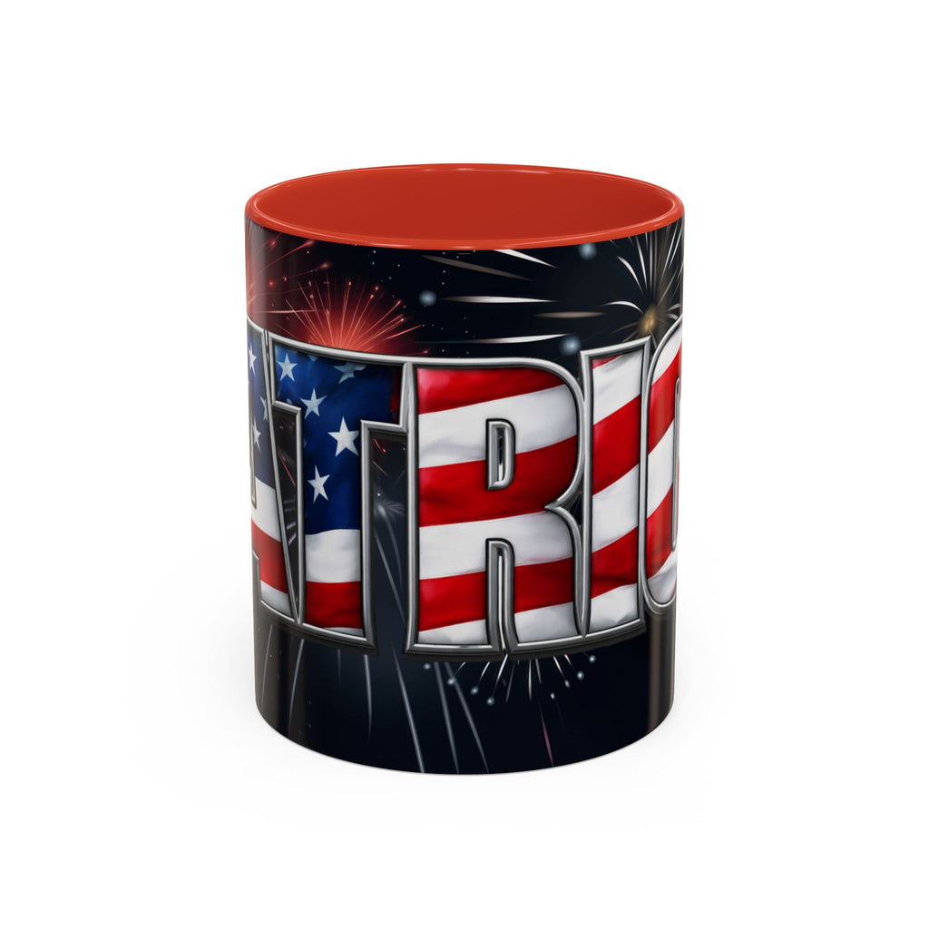 Patriotic "AMERICA" Accent Coffee Mug — American Flag Fireworks 11/15oz